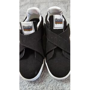 Goats Crisscross Hook Loop Strap Canvas Athletic Sneakers Women Sz 9 Black White